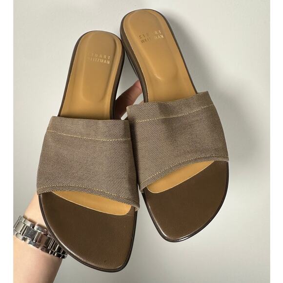 Stuart Weitzman Tan Slip On Wedge Sandals Women's 9 - Picture 3 of 9